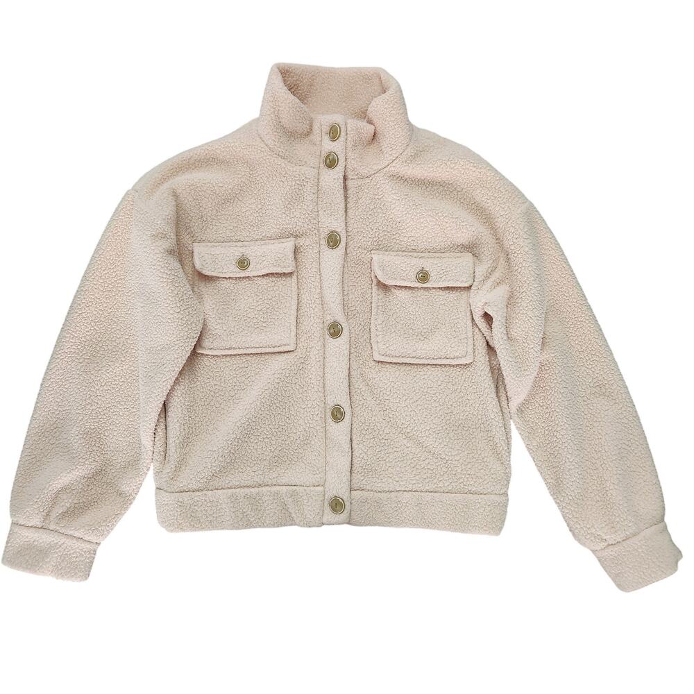 Anthropologie Fleece Pale Blush Bomber Jacket Size Small